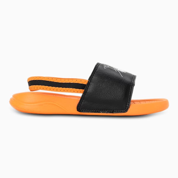 Popcat 20 Backstrap V1 Kids' Slides, Zinnia-PUMA Black-PUMA White, extralarge-IND