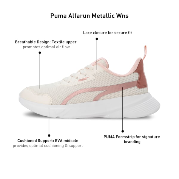 Alfarun Metallic Women's Sneakers, Pristine-Rose Dust, extralarge-IND