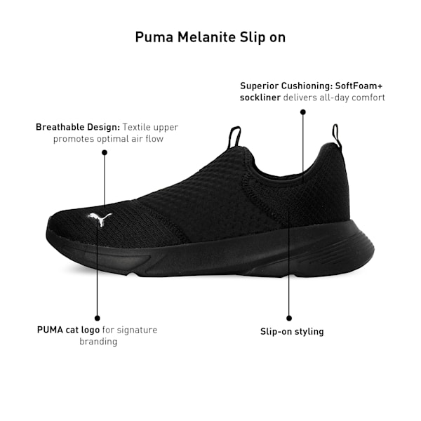 PUMA Melanite Slip On Men's Sneakers, PUMA Black-PUMA White, extralarge-IND