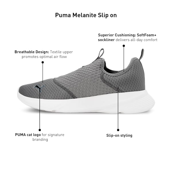 Melanite Slip On Men's Sneakers, Cool Dark Gray-PUMA Black-PUMA White, extralarge-IND
