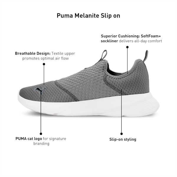 PUMA Melanite Slip On Men's Sneakers, Cool Dark Gray-PUMA Black-PUMA White, extralarge-IND