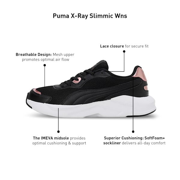 Puma X-Ray Slimmic Women's Sneakers, PUMA Black-PUMA White-Rose Gold, extralarge-IND