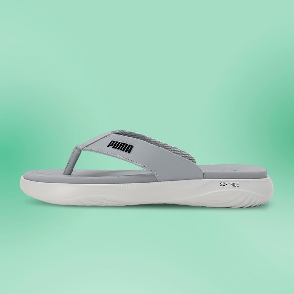 PUMA Softride Seave Platform Flip-Flops, Feather Gray-Cool Mid Gray-PUMA Black, extralarge-IND