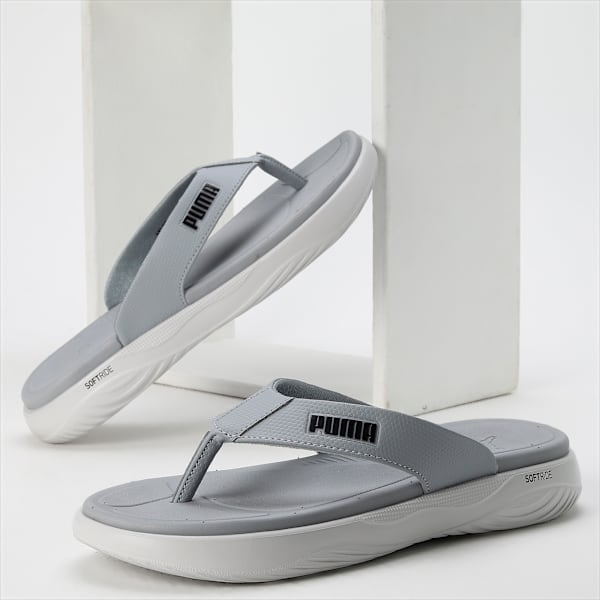 PUMA Softride Seave Platform Flip-Flops, Feather Gray-Cool Mid Gray-PUMA Black, extralarge-IND