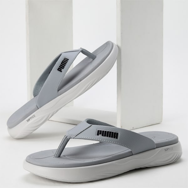 SOFTRIDE Seave Flip-Flops, Feather Gray-Cool Mid Gray-PUMA Black, extralarge-IND