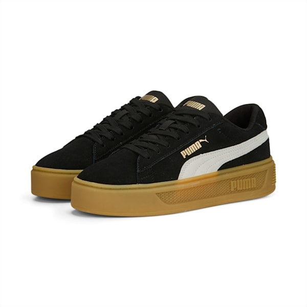 ウィメンズ スマッシュ プラットフォーム V3 SD スニーカー, PUMA Black-PUMA White-PUMA Gold, extralarge-JPN