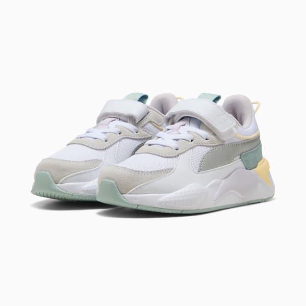 RS-X Metallic Little Kids' Easy On Sneakers, PUMA White-PUMA Silver, extralarge