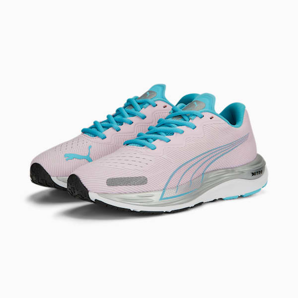 Velocity NITRO 2 Running Shoes Youth, Pearl Pink-Hero Blue-PUMA White
