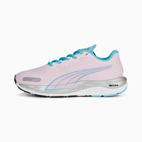 Zapatos para correr Velocity NITRO 2 para niños grandes, Pearl Pink-Hero Blue-PUMA White