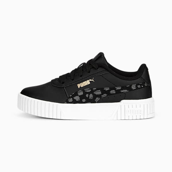 Carina 2.0 Animal Little Kids' Sneakers, PUMA Black-Cool Dark Gray-PUMA Gold-PUMA White, extralarge