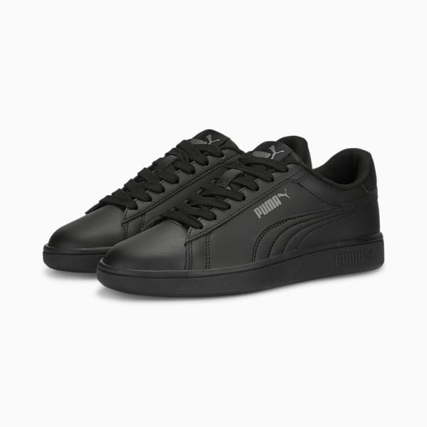 Sneakers Smash 3.0 en cuir Enfant et adolescent, PUMA Black-Shadow Gray, extralarge