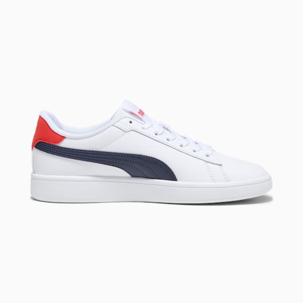 Sneakers Smash 3.0 en cuir Enfant et adolescent, PUMA White-PUMA Navy-For All Time Red, extralarge