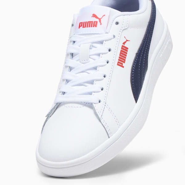 Sneakers Smash 3.0 en cuir Enfant et adolescent, PUMA White-PUMA Navy-For All Time Red, extralarge