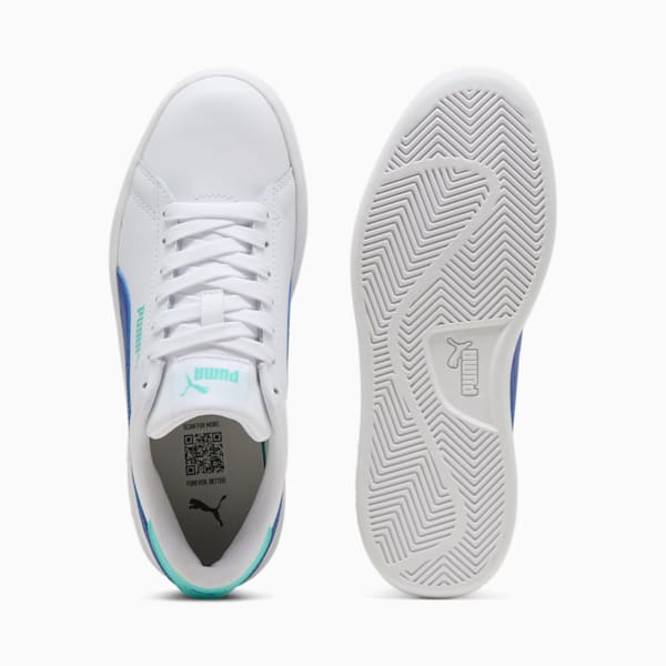 Tenis juveniles Smash 3.0, PUMA White-Vivid Blue-Aquatic, extralarge
