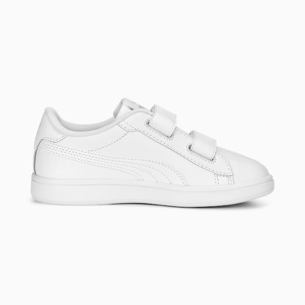 Tenis Smash 3.0 Leather V para niños, PUMA White-Cool Light Gray, extralarge