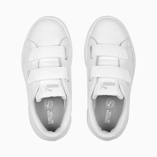 Tenis Smash 3.0 Leather V para niños, PUMA White-Cool Light Gray, extralarge