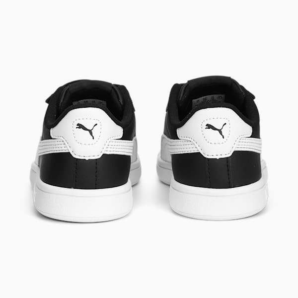 Smash 3.0 Leather V Little Kids' Sneakers, PUMA Black-PUMA White, extralarge