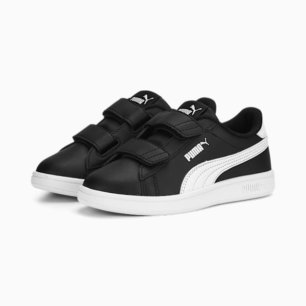 Smash 3.0 Leather V Sneakers Kids, PUMA Black-PUMA White, extralarge-GBR