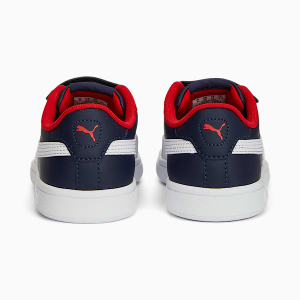 Smash 3.0 Leather V Little Kids' Sneakers, PUMA Navy-PUMA White-For All Time Red, extralarge
