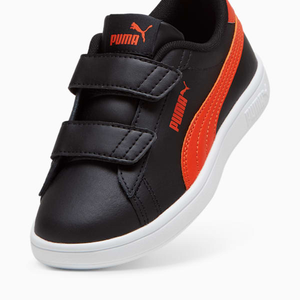 Smash 3.0 Leather V Little Kids' Sneakers, PUMA Black-Redmazing, extralarge