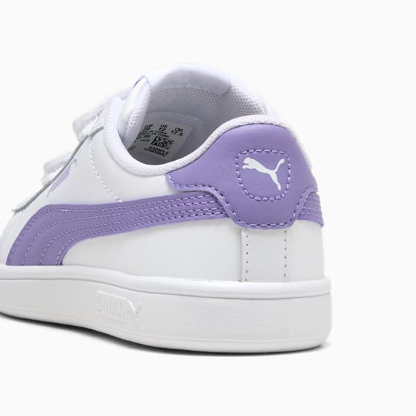 Smash 3.0 Leather V Little Kids' Sneakers, PUMA White-Lavender Alert, extralarge