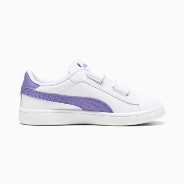 Smash 3.0 Leather V Little Kids' Sneakers, PUMA White-Lavender Alert, extralarge