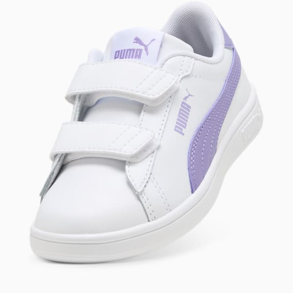 Smash 3.0 Leather V Little Kids' Sneakers, PUMA White-Lavender Alert, extralarge