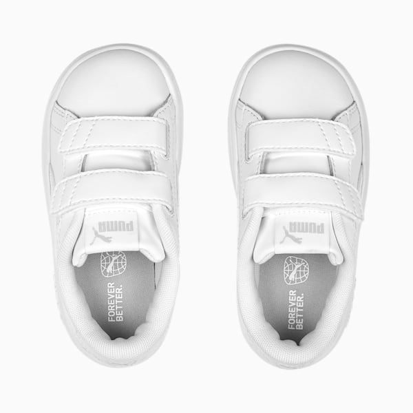 Smash 3.0 Leather V Toddlers' Sneakers, PUMA White-Cool Light Gray, extralarge