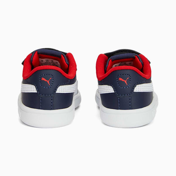 Smash 3.0 Leather V Toddlers' Sneakers, PUMA Navy-PUMA White-For All Time Red, extralarge