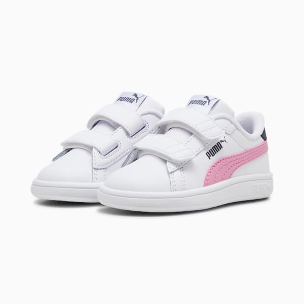 Smash 3.0 Leather V Toddlers' Sneakers, PUMA White-Mauved Out-Galactic Gray, extralarge