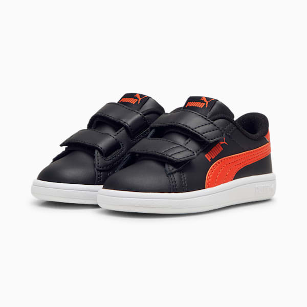 Smash 3.0 Leather V Toddlers' Sneakers, PUMA Black-Redmazing, extralarge