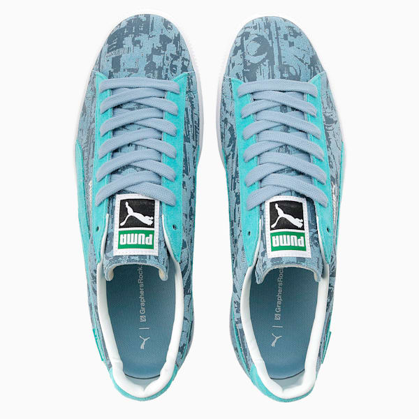 ユニセックス PUMA x GRAPHERSROCK スウェード ヴィンテージ MIJ GR2, Blue Wash-Deep Aqua, extralarge-JPN