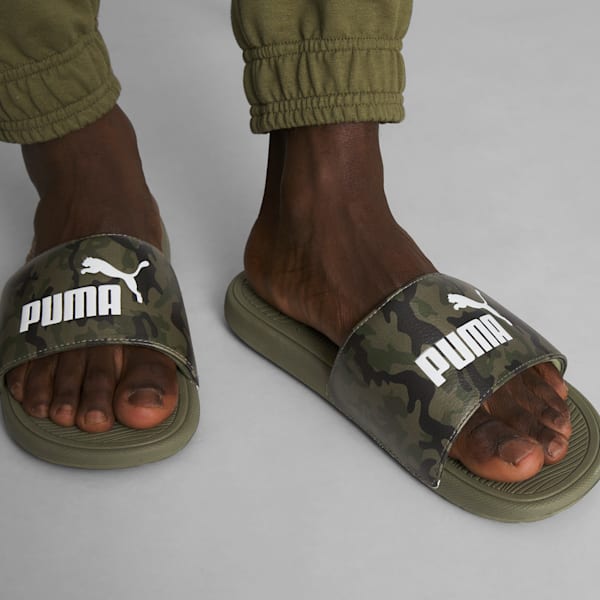 Cool Cat 2.0 Camo Slides, Dark Olive-PUMA Black-Deep Lichen Green-PUMA White, extralarge