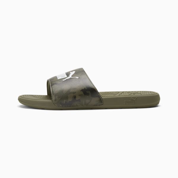 Cool Cat 2.0 Camo Slides, Dark Olive-PUMA Black-Deep Lichen Green-PUMA White, extralarge