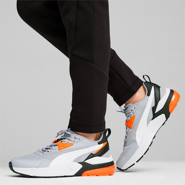 Vis2K Men's Sneakers, Gray Fog-PUMA White-Rickie Orange, extralarge
