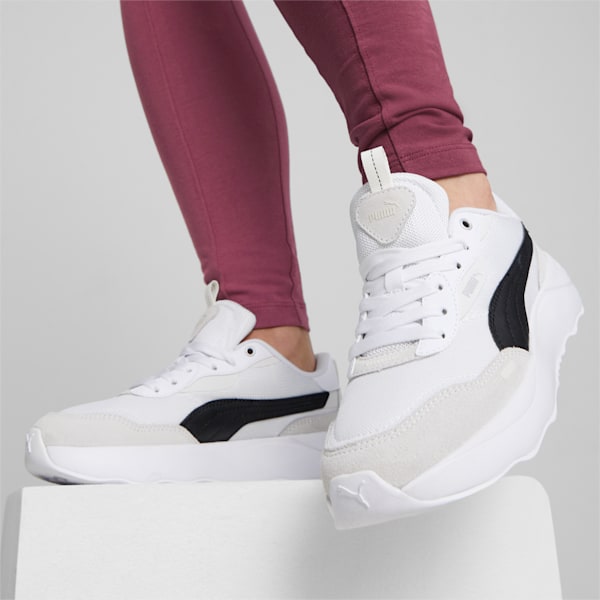 ウィメンズ ランテイムド プラットフォーム スニーカー, PUMA White-PUMA Black-Frosted Ivory-PUMA Silver, extralarge-JPN