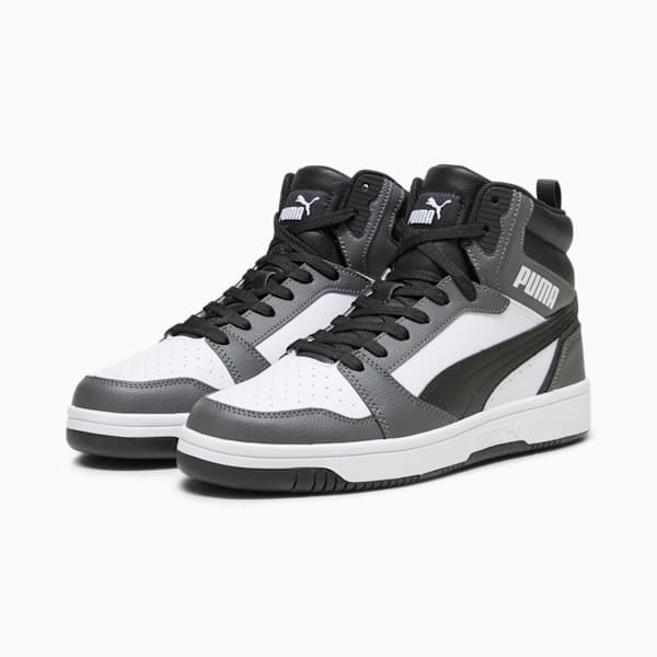 Puma Rebound Layup High Top Sneakers in Black and White