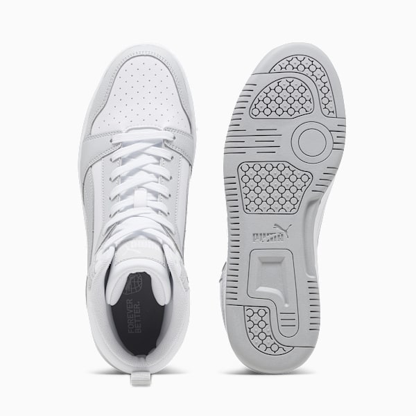 Rebound V6 Men's Mid Top Sneakers, PUMA White-Ash Gray, extralarge
