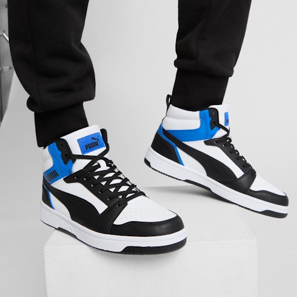 Rebound V6 Men's Mid Top Sneakers, PUMA Black-PUMA White-PUMA Team Royal, extralarge