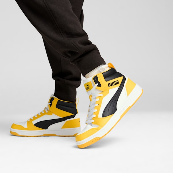 Rebound Sneakers, PUMA White-PUMA Black-Yellow Sizzle, extralarge