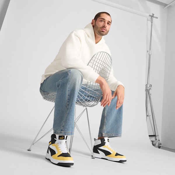 Tenis Rebound, PUMA White-PUMA Black-Sunny Yellow, extralarge