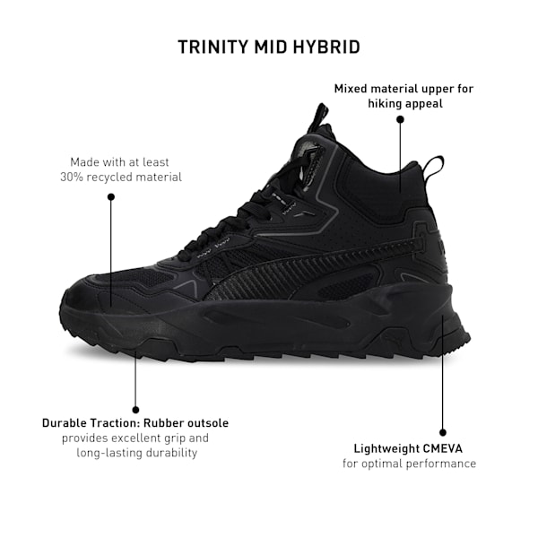 Puma Trinity Mid Hybrid Unisex Black Sports Shoes