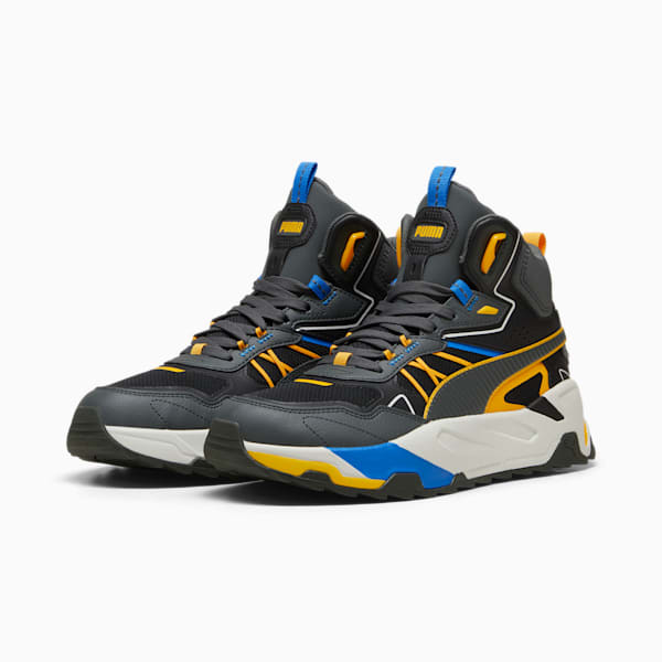 Tenis Trinity Mid Hybrid para hombre, PUMA Black-Shadow Gray-Tangerine-Hyperlink Blue, extralarge