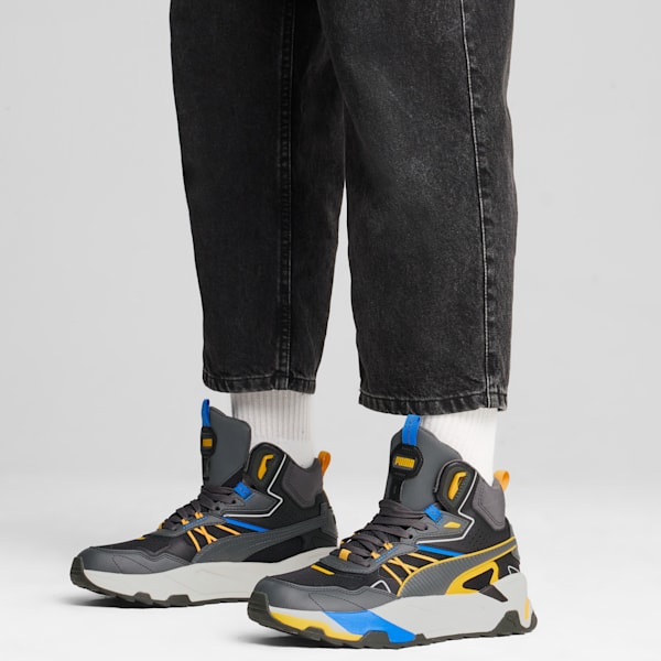 Tenis Trinity Mid Hybrid para hombre, PUMA Black-Shadow Gray-Tangerine-Hyperlink Blue, extralarge