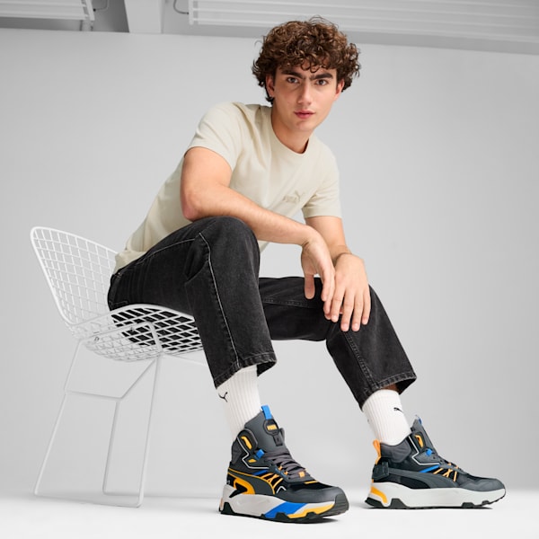 Trinity Mid Hybrid Men's Sneakers, PUMA Black-Shadow Gray-Tangerine-Hyperlink Blue, extralarge