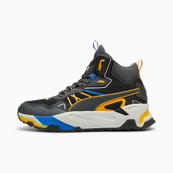 Tenis Trinity Mid Hybrid para hombre, PUMA Black-Shadow Gray-Tangerine-Hyperlink Blue, extralarge