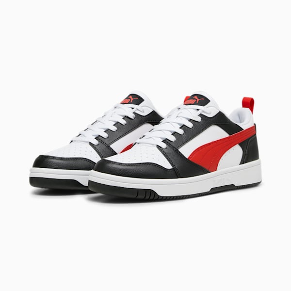 Tenis deportivos corte bajo Rebound V6, PUMA White-For All Time Red-PUMA Black, extralarge