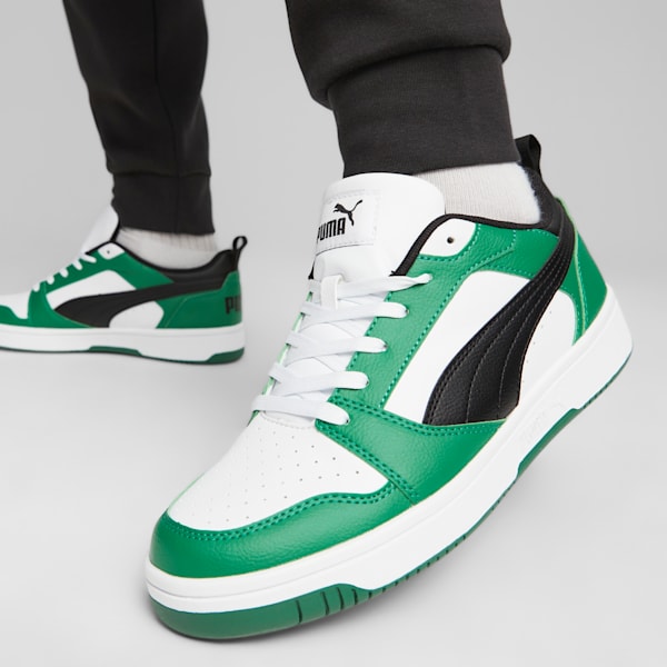 Rebound V6 Low Sneakers, PUMA White-PUMA Black-Archive Green, extralarge