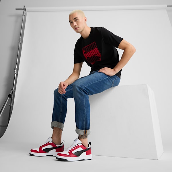 Rebound V6 Low Sneakers, PUMA White-PUMA Black-Club Red, extralarge