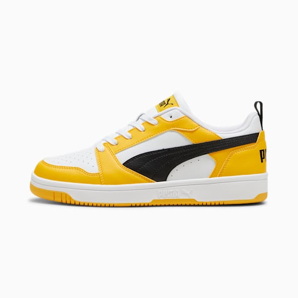 Rebound V6 Low Sneakers, Yellow Sizzle-PUMA Black-PUMA White, extralarge